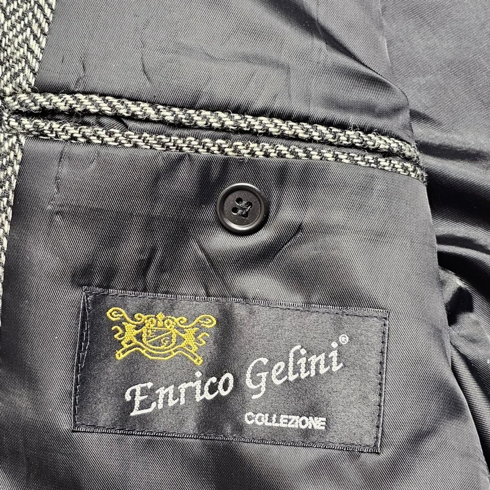 Enrico Gelini Blazer Jacket Mens 39R Multicolor Wool Herringbone Single Breasted